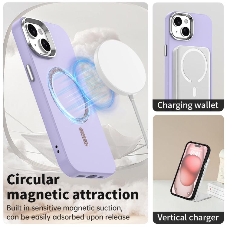 For iPhone 15 Plus Glitter Series Magsafe PC Hybrid TPU Phone Case