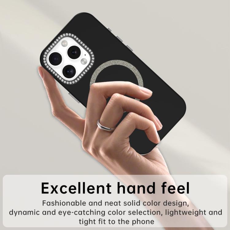 For iPhone 16 Pro Max Glitter Rhinestones Series Magsafe PC Hybrid TPU Phone Case