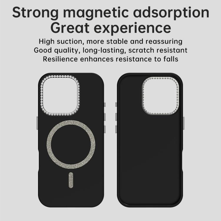For iPhone 16 Pro Max Glitter Rhinestones Series Magsafe PC Hybrid TPU Phone Case