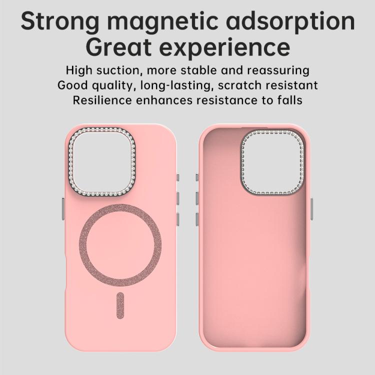 For iPhone 16 Pro Max Glitter Rhinestones Series Magsafe PC Hybrid TPU Phone Case