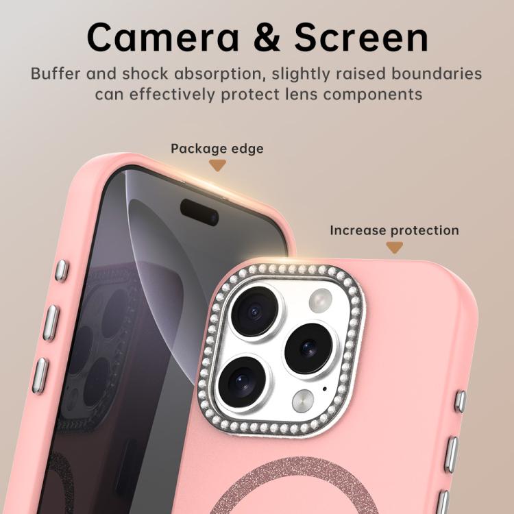 For iPhone 16 Pro Max Glitter Rhinestones Series Magsafe PC Hybrid TPU Phone Case