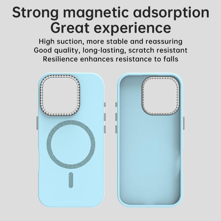 For iPhone 16 Pro Max Glitter Rhinestones Series Magsafe PC Hybrid TPU Phone Case
