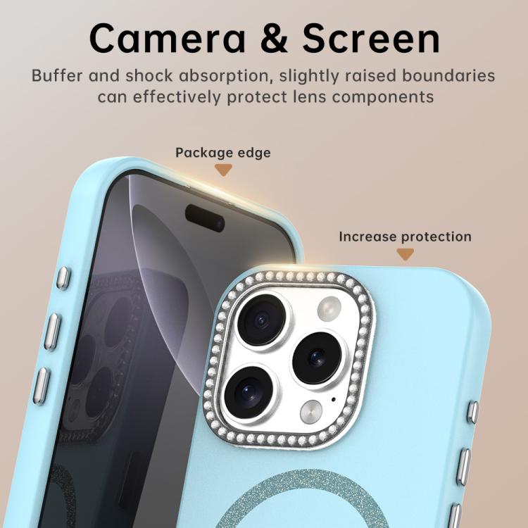 For iPhone 16 Pro Glitter Rhinestones Series Magsafe PC Hybrid TPU Phone Case