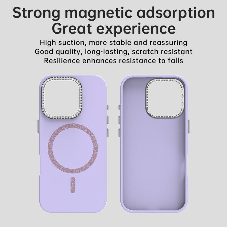 For iPhone 16 Pro Glitter Rhinestones Series Magsafe PC Hybrid TPU Phone Case