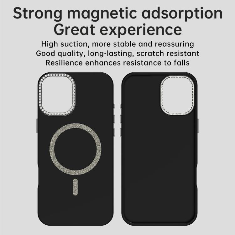 For iPhone 16 Plus Glitter Rhinestones Series Magsafe PC Hybrid TPU Phone Case