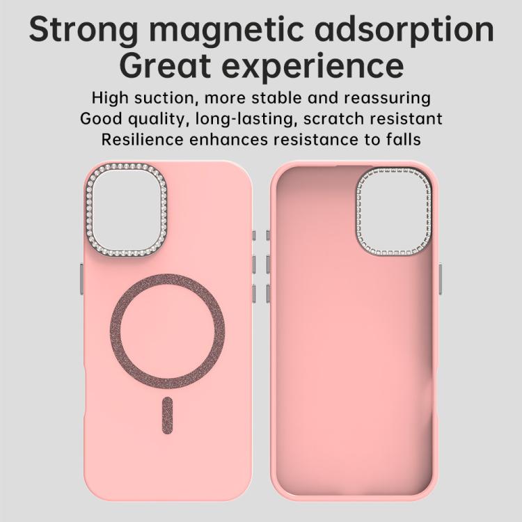For iPhone 16 Plus Glitter Rhinestones Series Magsafe PC Hybrid TPU Phone Case