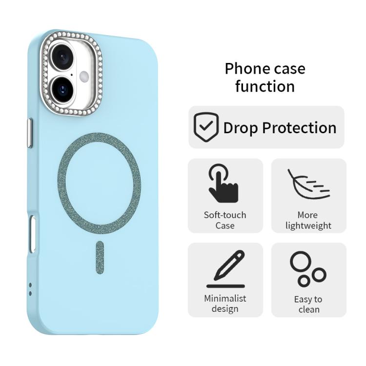 For iPhone 16 Plus Glitter Rhinestones Series Magsafe PC Hybrid TPU Phone Case