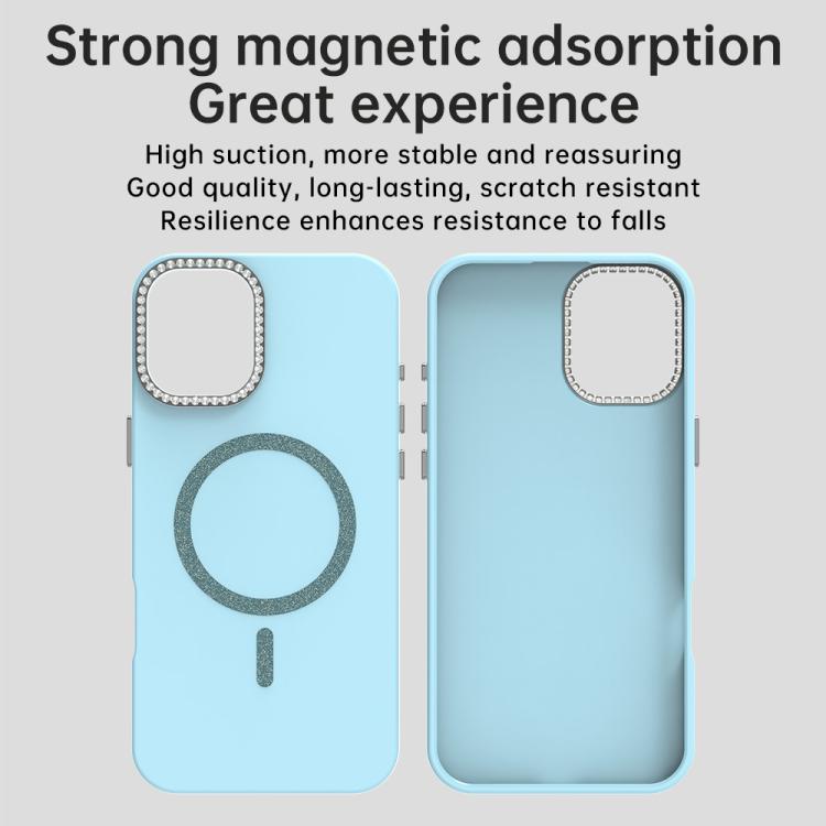 For iPhone 16 Plus Glitter Rhinestones Series Magsafe PC Hybrid TPU Phone Case