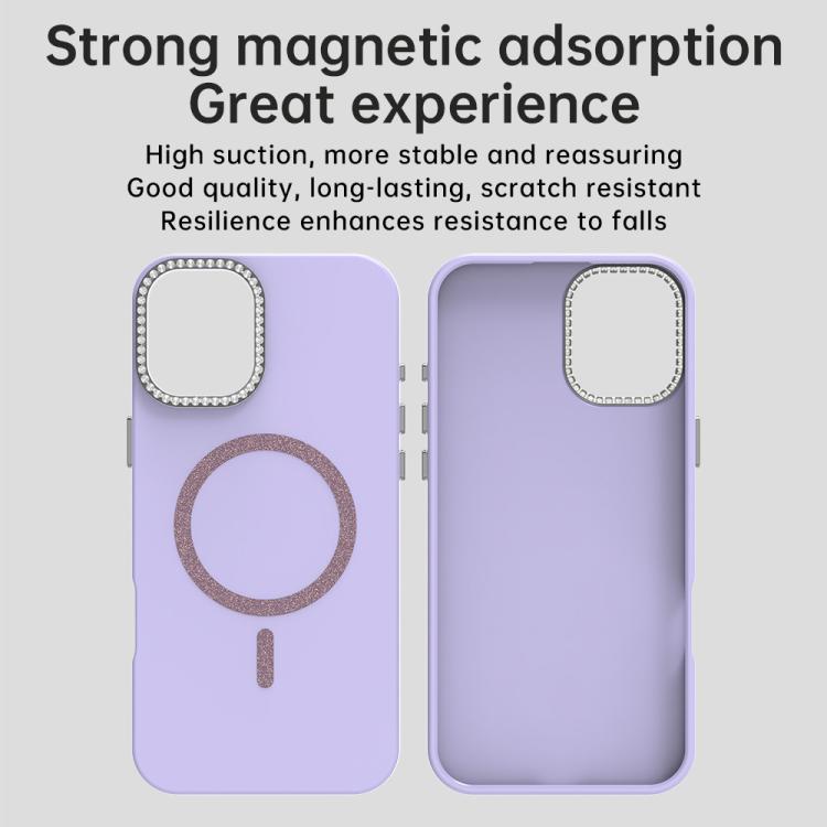 For iPhone 16 Plus Glitter Rhinestones Series Magsafe PC Hybrid TPU Phone Case