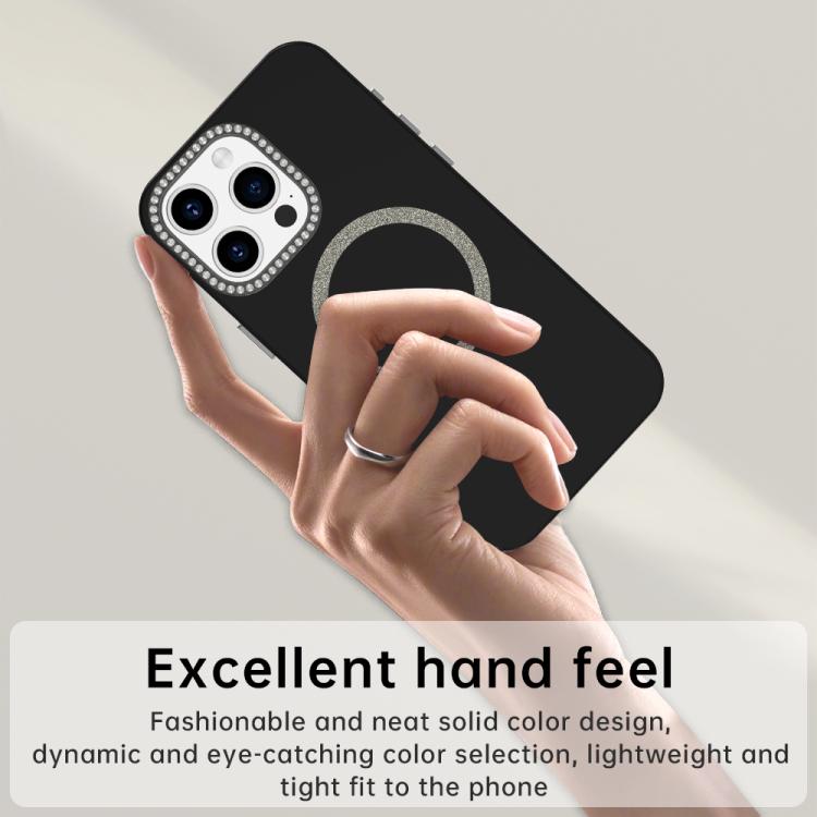 For iPhone 15 Pro Max Glitter Rhinestones Series Magsafe PC Hybrid TPU Phone Case