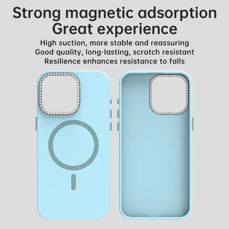 For iPhone 15 Pro Max Glitter Rhinestones Series Magsafe PC Hybrid TPU Phone Case