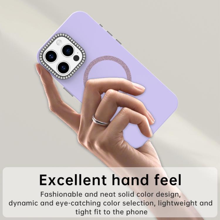 For iPhone 15 Pro Max Glitter Rhinestones Series Magsafe PC Hybrid TPU Phone Case