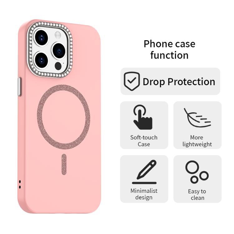For iPhone 15 Pro Glitter Rhinestones Series Magsafe PC Hybrid TPU Phone Case