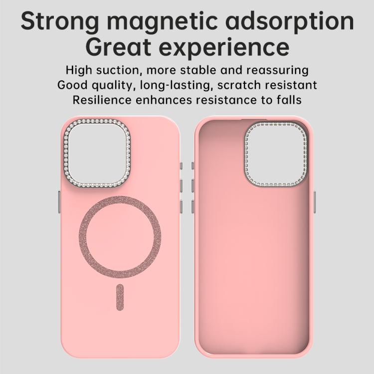 For iPhone 15 Pro Glitter Rhinestones Series Magsafe PC Hybrid TPU Phone Case
