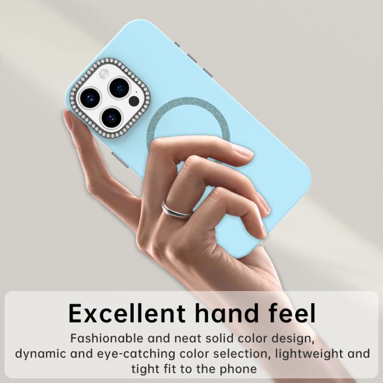 For iPhone 15 Pro Glitter Rhinestones Series Magsafe PC Hybrid TPU Phone Case