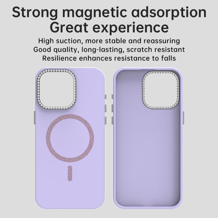 For iPhone 15 Pro Glitter Rhinestones Series Magsafe PC Hybrid TPU Phone Case