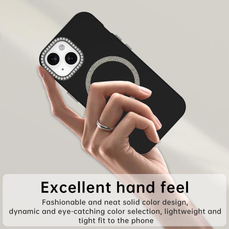 For iPhone 15 Glitter Rhinestones Series Magsafe PC Hybrid TPU Phone Case