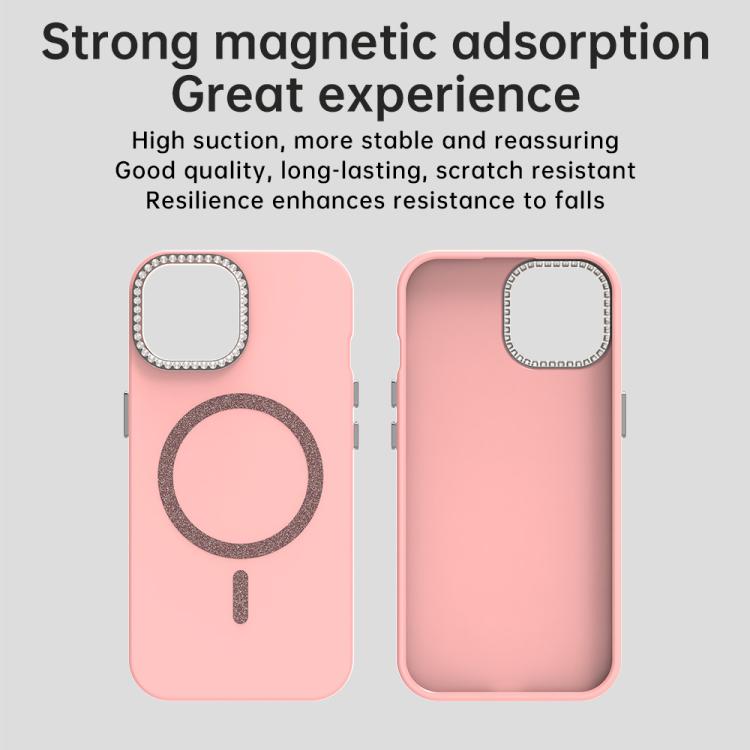 For iPhone 15 Glitter Rhinestones Series Magsafe PC Hybrid TPU Phone Case