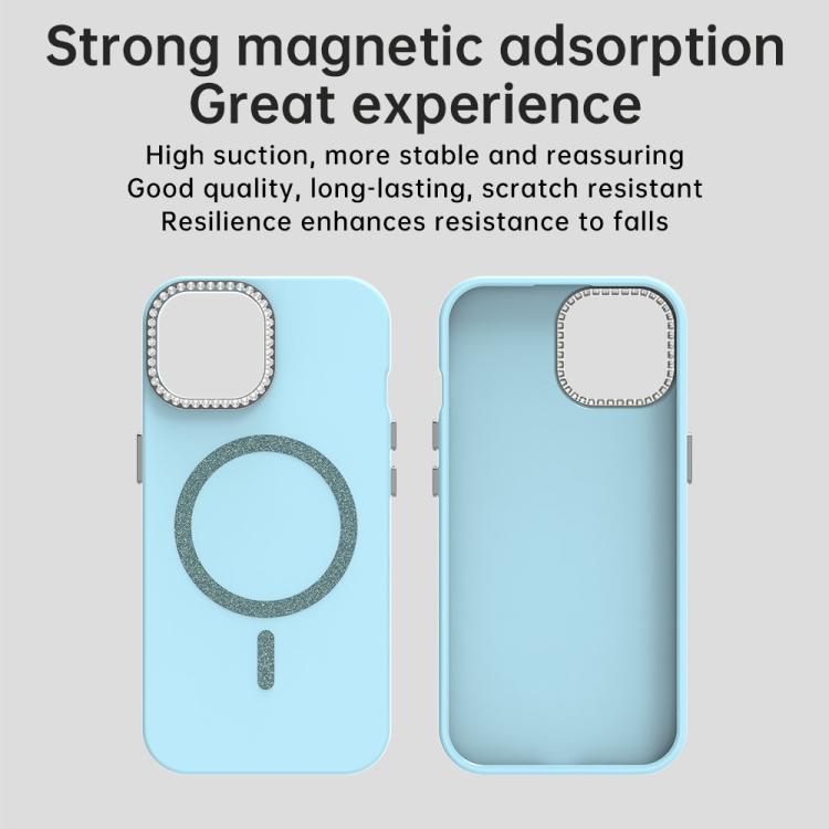 For iPhone 15 Glitter Rhinestones Series Magsafe PC Hybrid TPU Phone Case