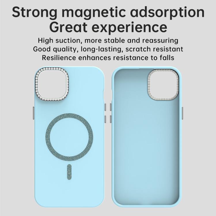 For iPhone 14 Plus Glitter Rhinestones Series Magsafe PC Hybrid TPU Phone Case