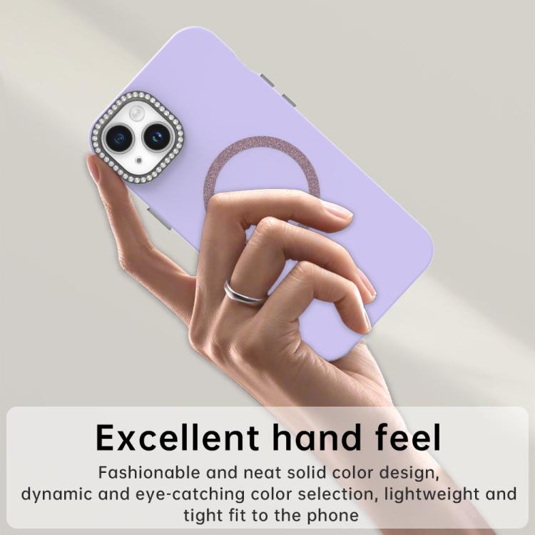 For iPhone 14 Plus Glitter Rhinestones Series Magsafe PC Hybrid TPU Phone Case