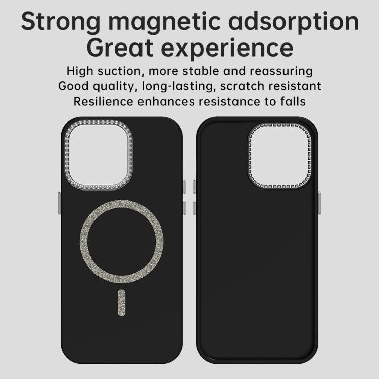 For iPhone 14 Pro Glitter Rhinestones Series Magsafe PC Hybrid TPU Phone Case