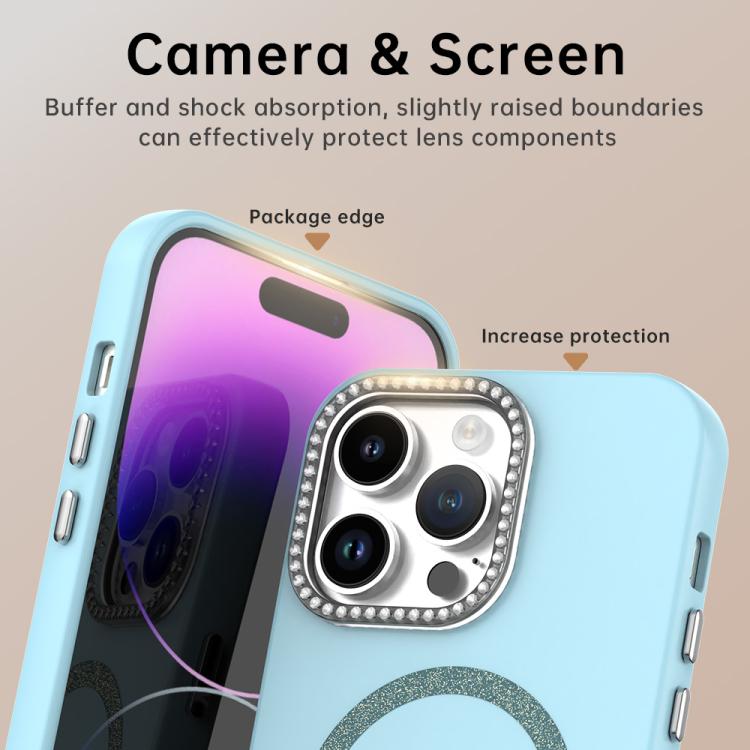 For iPhone 14 Pro Glitter Rhinestones Series Magsafe PC Hybrid TPU Phone Case