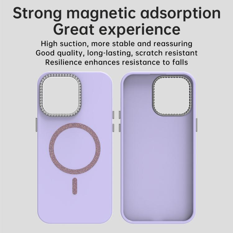 For iPhone 14 Pro Glitter Rhinestones Series Magsafe PC Hybrid TPU Phone Case