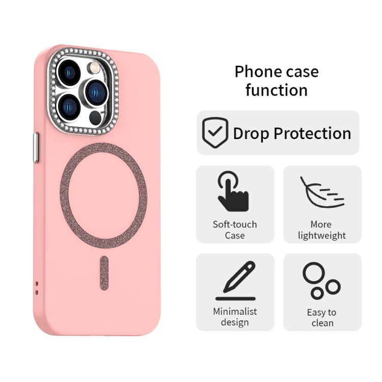 For iPhone 13 Pro Max Glitter Rhinestones Series Magsafe PC Hybrid TPU Phone Case