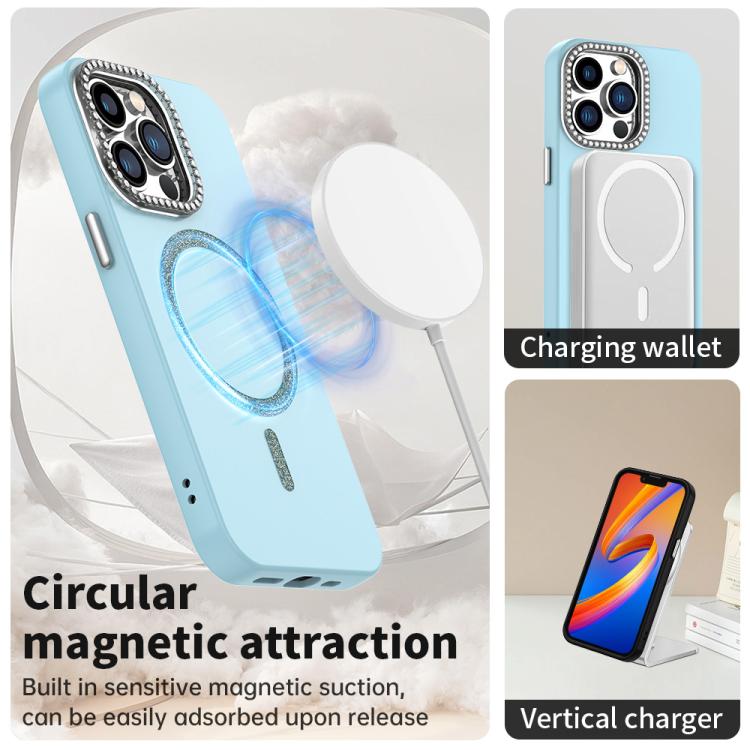 For iPhone 13 Pro Max Glitter Rhinestones Series Magsafe PC Hybrid TPU Phone Case