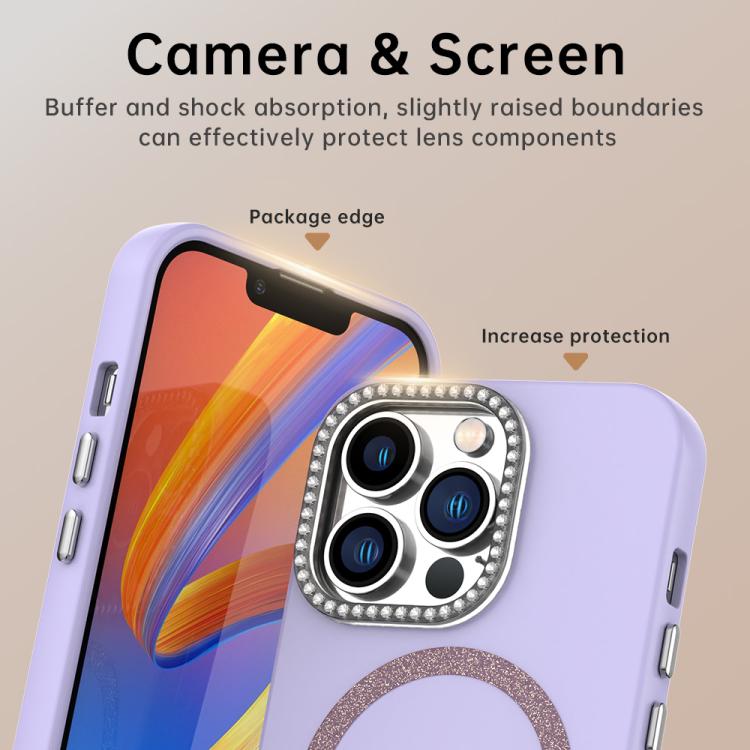 For iPhone 13 Pro Max Glitter Rhinestones Series Magsafe PC Hybrid TPU Phone Case