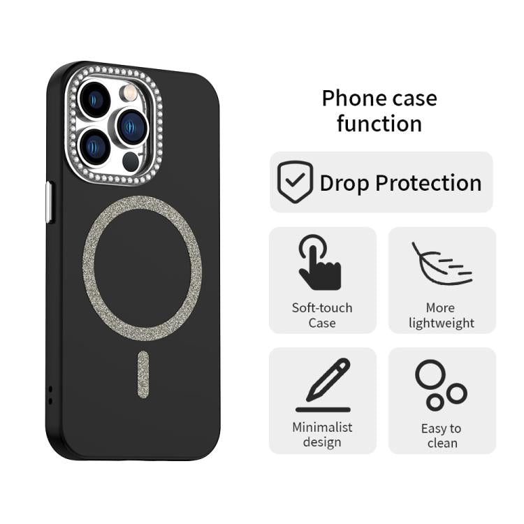 For iPhone 13 Pro Glitter Rhinestones Series Magsafe PC Hybrid TPU Phone Case