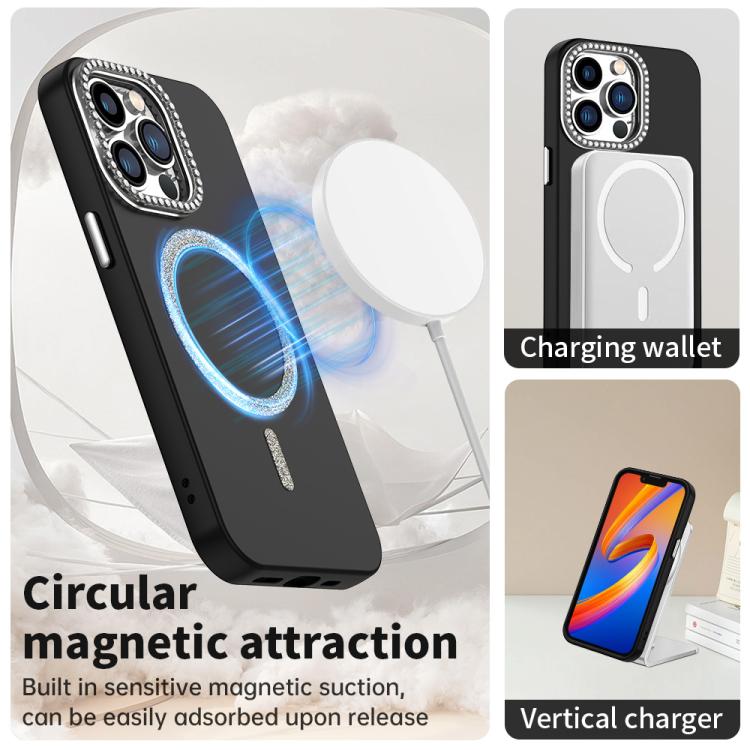 For iPhone 13 Pro Glitter Rhinestones Series Magsafe PC Hybrid TPU Phone Case