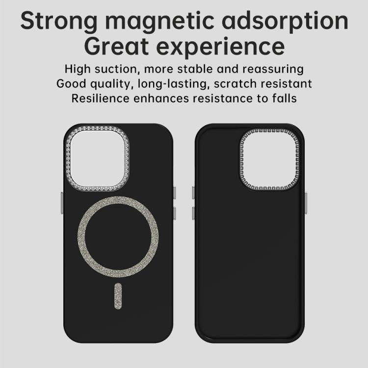 For iPhone 13 Pro Glitter Rhinestones Series Magsafe PC Hybrid TPU Phone Case