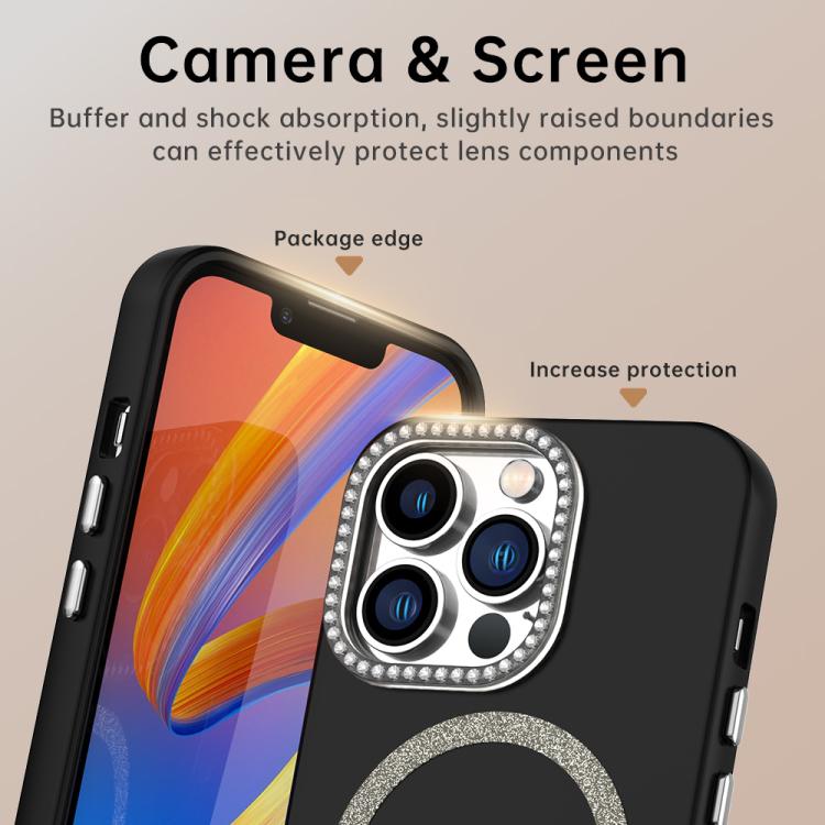 For iPhone 13 Pro Glitter Rhinestones Series Magsafe PC Hybrid TPU Phone Case