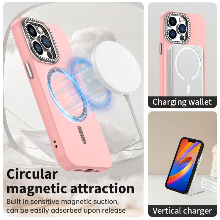 For iPhone 13 Pro Glitter Rhinestones Series Magsafe PC Hybrid TPU Phone Case