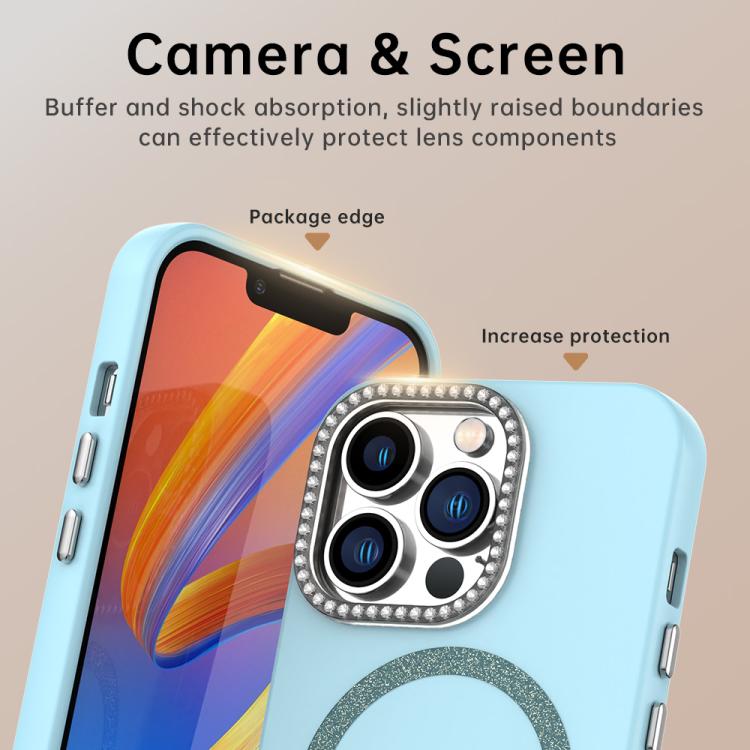 For iPhone 13 Pro Glitter Rhinestones Series Magsafe PC Hybrid TPU Phone Case
