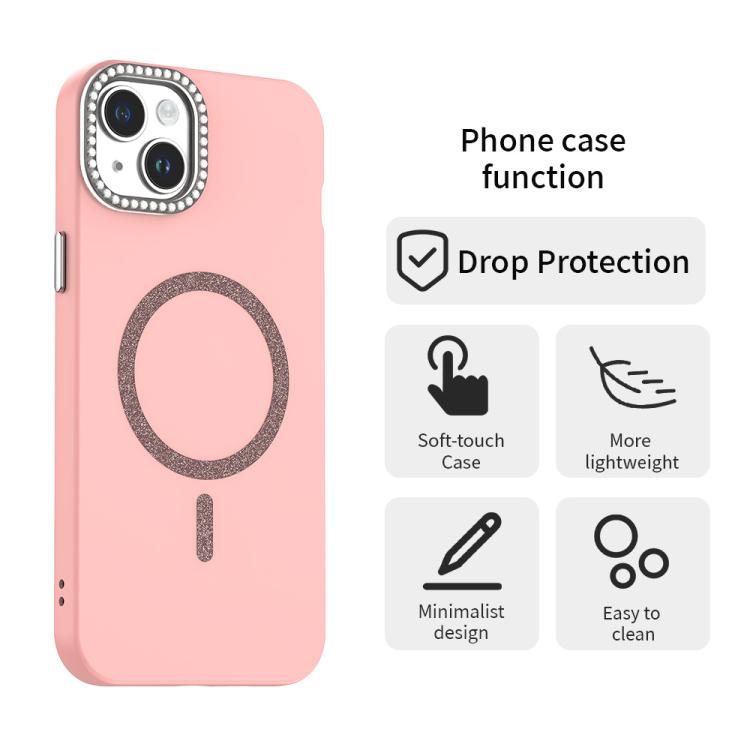 For iPhone 13 Glitter Rhinestones Series Magsafe PC Hybrid TPU Phone Case