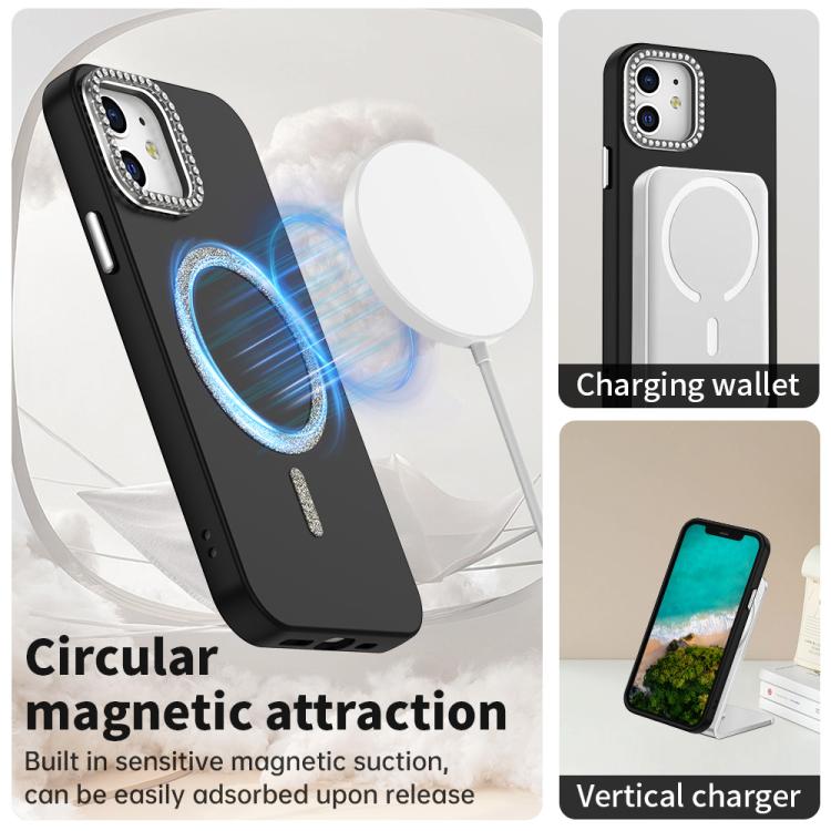 For iPhone 12 Glitter Rhinestones Series Magsafe PC Hybrid TPU Phone Case