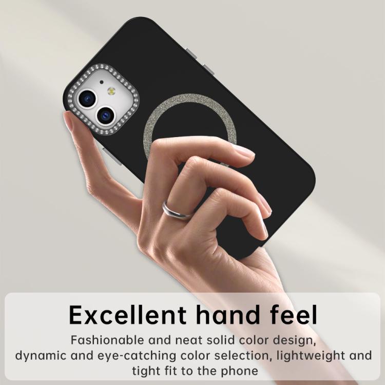For iPhone 12 Glitter Rhinestones Series Magsafe PC Hybrid TPU Phone Case