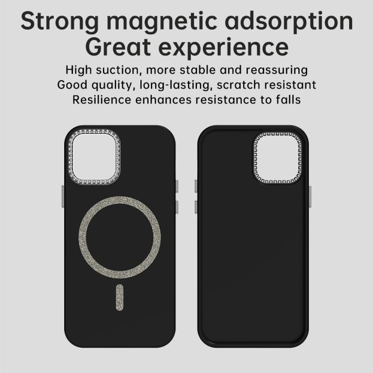 For iPhone 12 Glitter Rhinestones Series Magsafe PC Hybrid TPU Phone Case