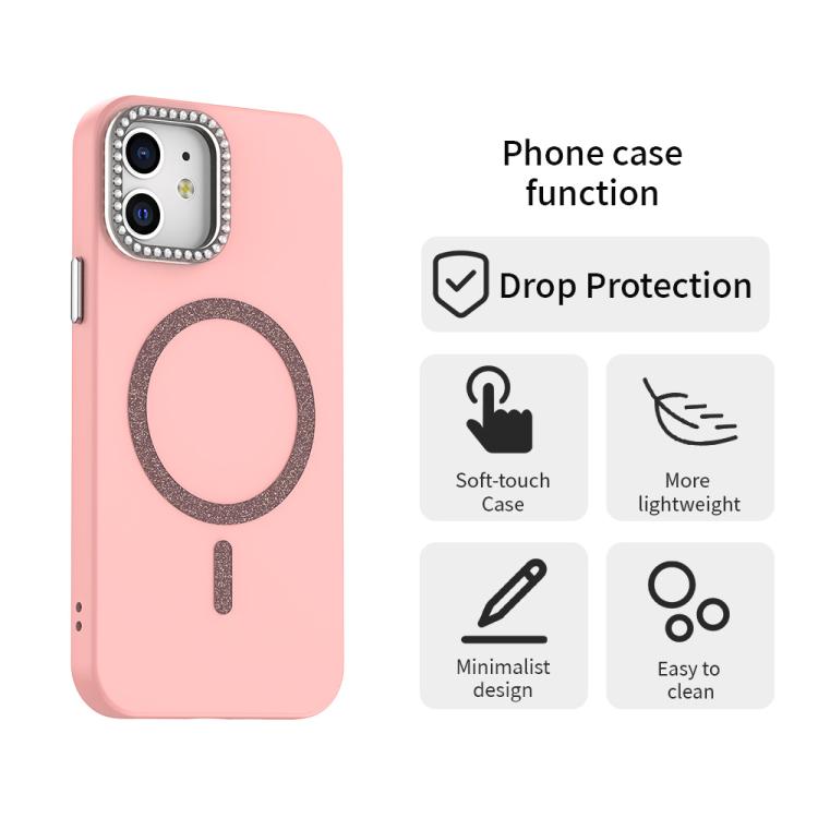 For iPhone 12 Glitter Rhinestones Series Magsafe PC Hybrid TPU Phone Case