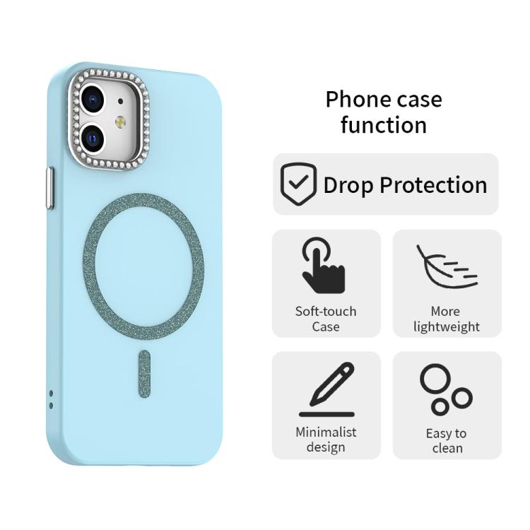 For iPhone 12 Glitter Rhinestones Series Magsafe PC Hybrid TPU Phone Case