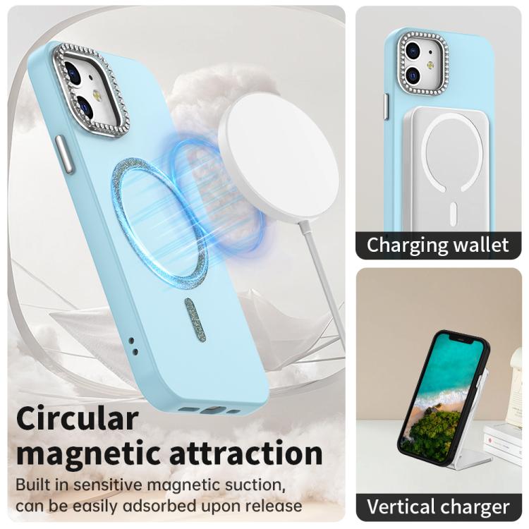 For iPhone 12 Glitter Rhinestones Series Magsafe PC Hybrid TPU Phone Case