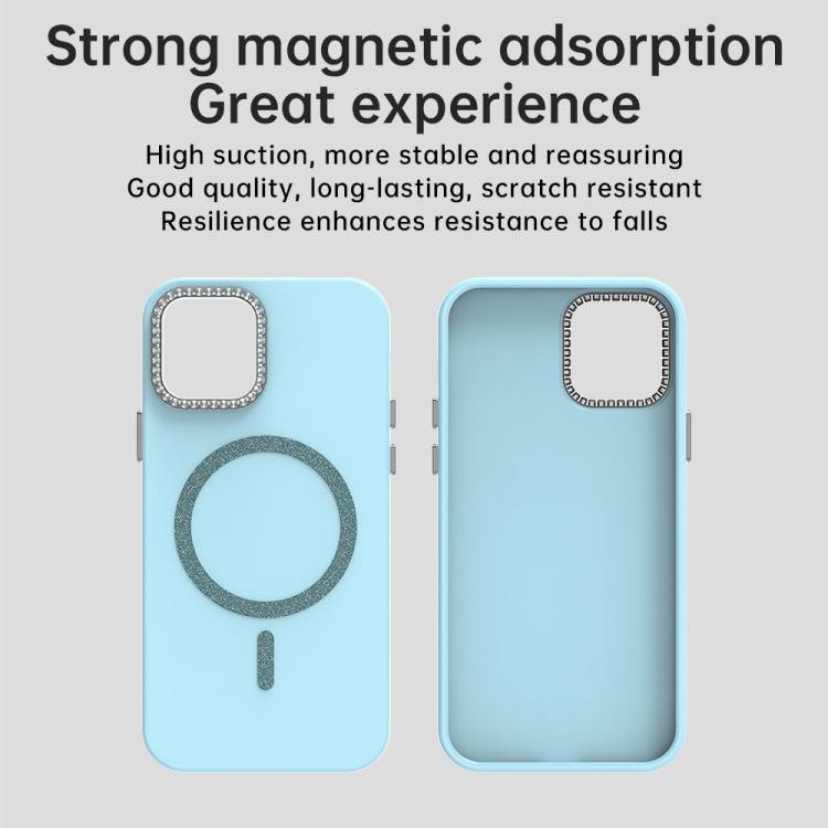 For iPhone 12 Glitter Rhinestones Series Magsafe PC Hybrid TPU Phone Case