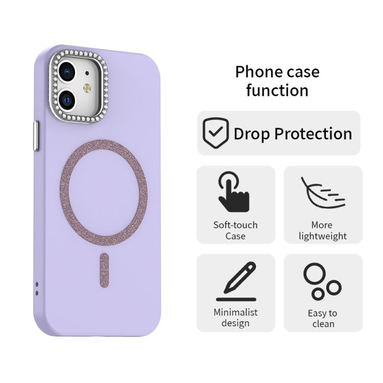 For iPhone 12 Glitter Rhinestones Series Magsafe PC Hybrid TPU Phone Case