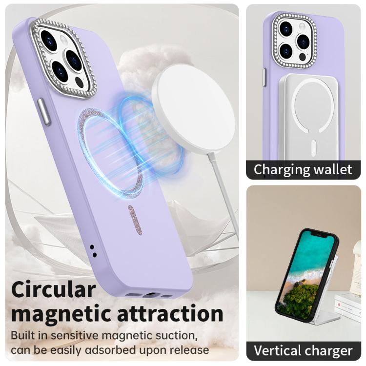 For iPhone 12 Glitter Rhinestones Series Magsafe PC Hybrid TPU Phone Case