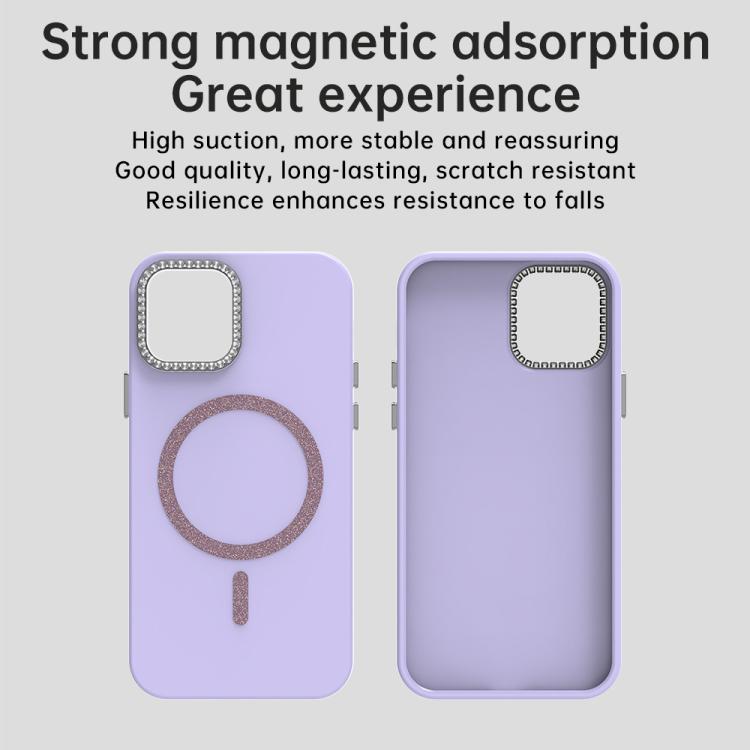For iPhone 12 Glitter Rhinestones Series Magsafe PC Hybrid TPU Phone Case