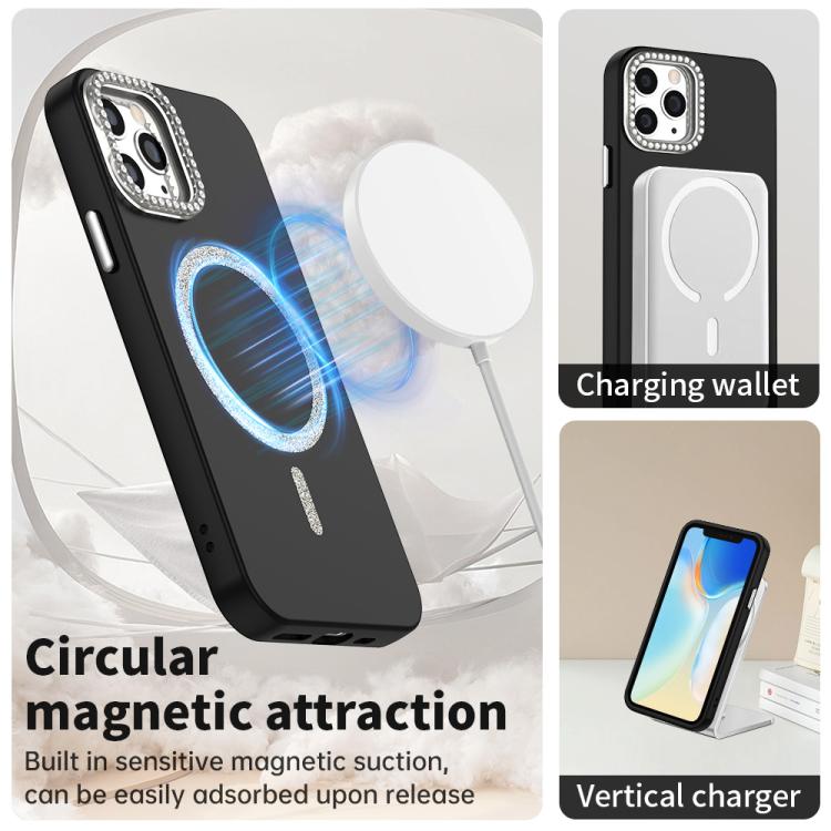 For iPhone 12 Pro Max Glitter Rhinestones Series Magsafe PC Hybrid TPU Phone Case