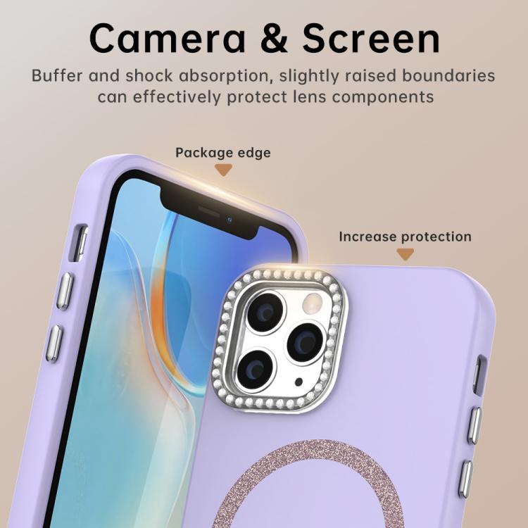 For iPhone 12 Pro Max Glitter Rhinestones Series Magsafe PC Hybrid TPU Phone Case